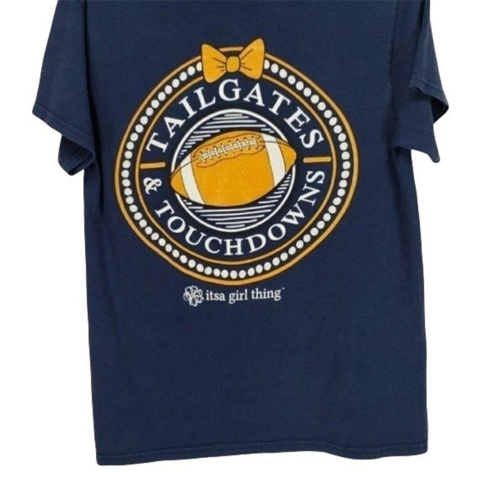 Its a Girl Thing Tailgate & Touchdown Short Sleeve Blue Shirt Size‎ Small